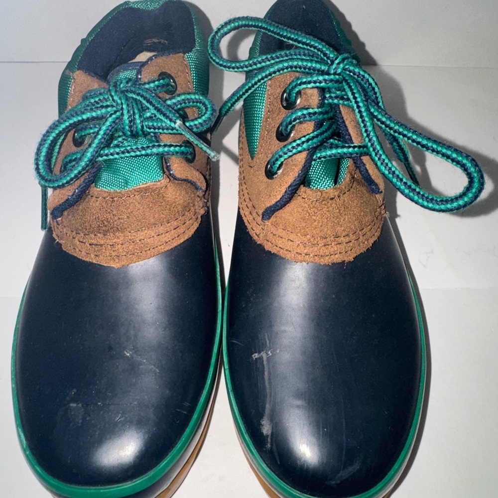 WOODSTOCK SORORITY RAIN DUCK BOOTS NAVY BROWN THERMO LITE WATER PROOF WOMEN SZ 8